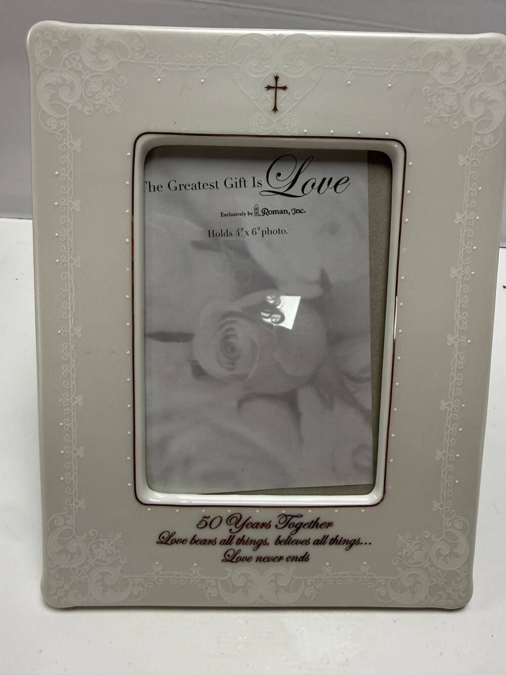 Roman Inc 50th Wedding Anniversary Photo Frame 4x6 Golden Christian